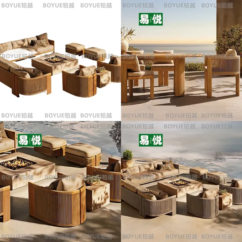 Outdoor Furniture Teak Wood - Outdoor Rattan Sofa Set Teak Rope