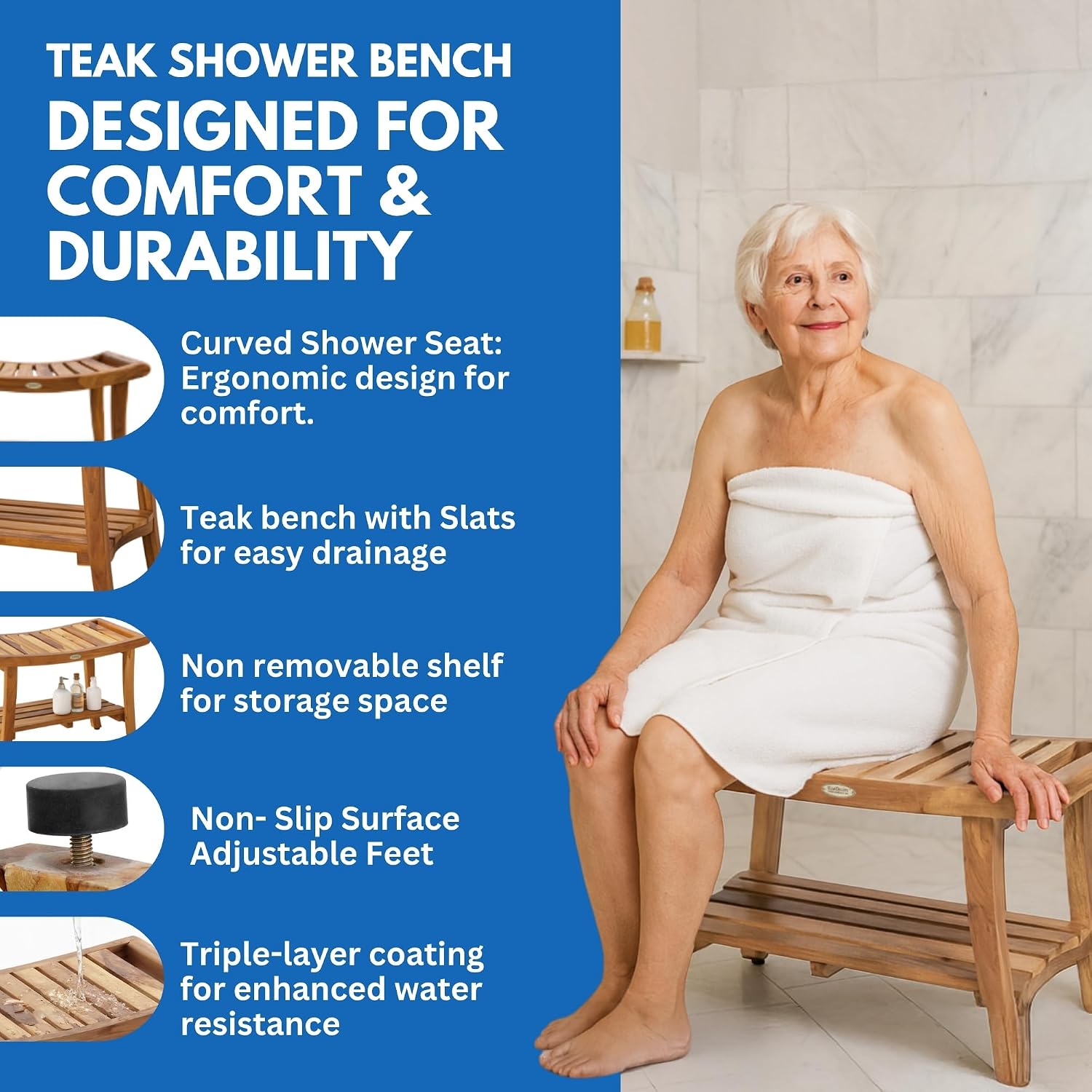 Teak Shower Bench Spa Bath Sho - огляд і ціна Outdoor Furniture Teak Wood