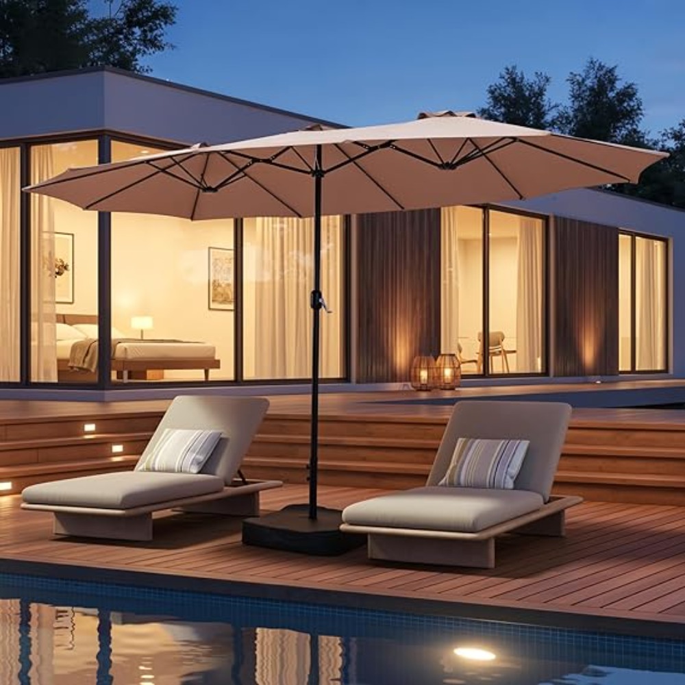 15ft Patio Umbrella with Base  - огляд і ціна Outdoor Furniture With Umbrella