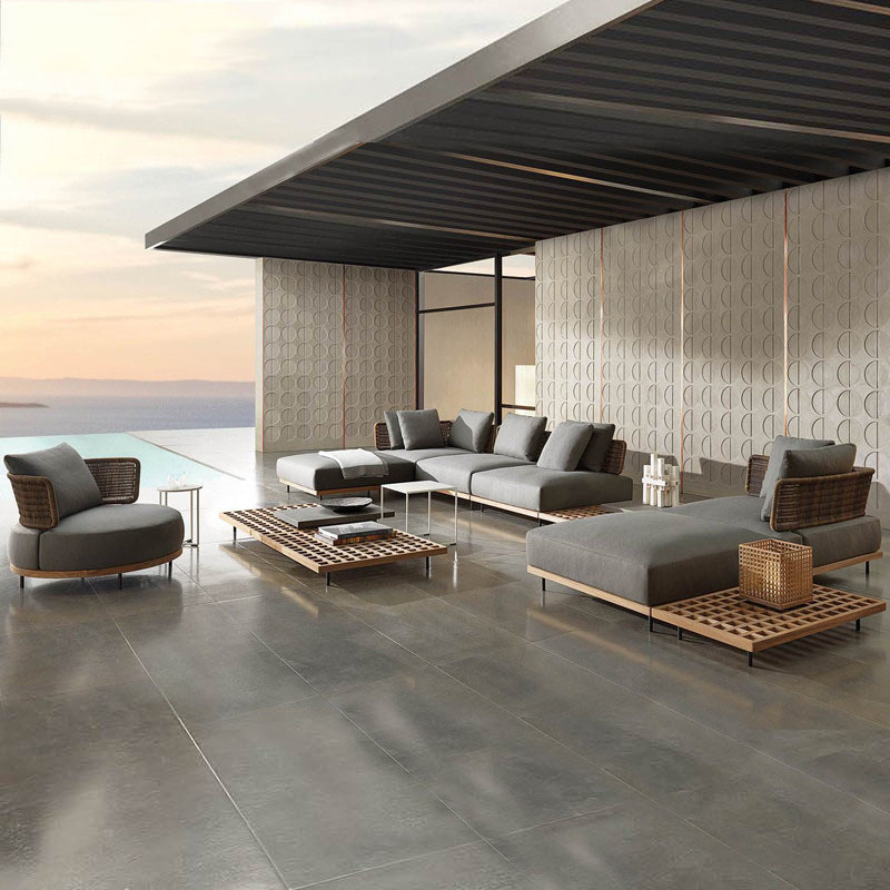 qw-Outdoor Sofa Patio Villa Te - огляд і ціна Outdoor Furniture Teak Wood