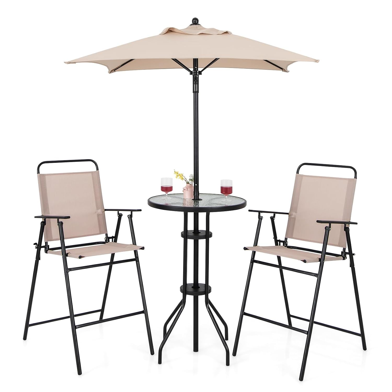 4-Piece Outdoor Bar Set, Round - огляд і ціна Outdoor Furniture With Umbrella