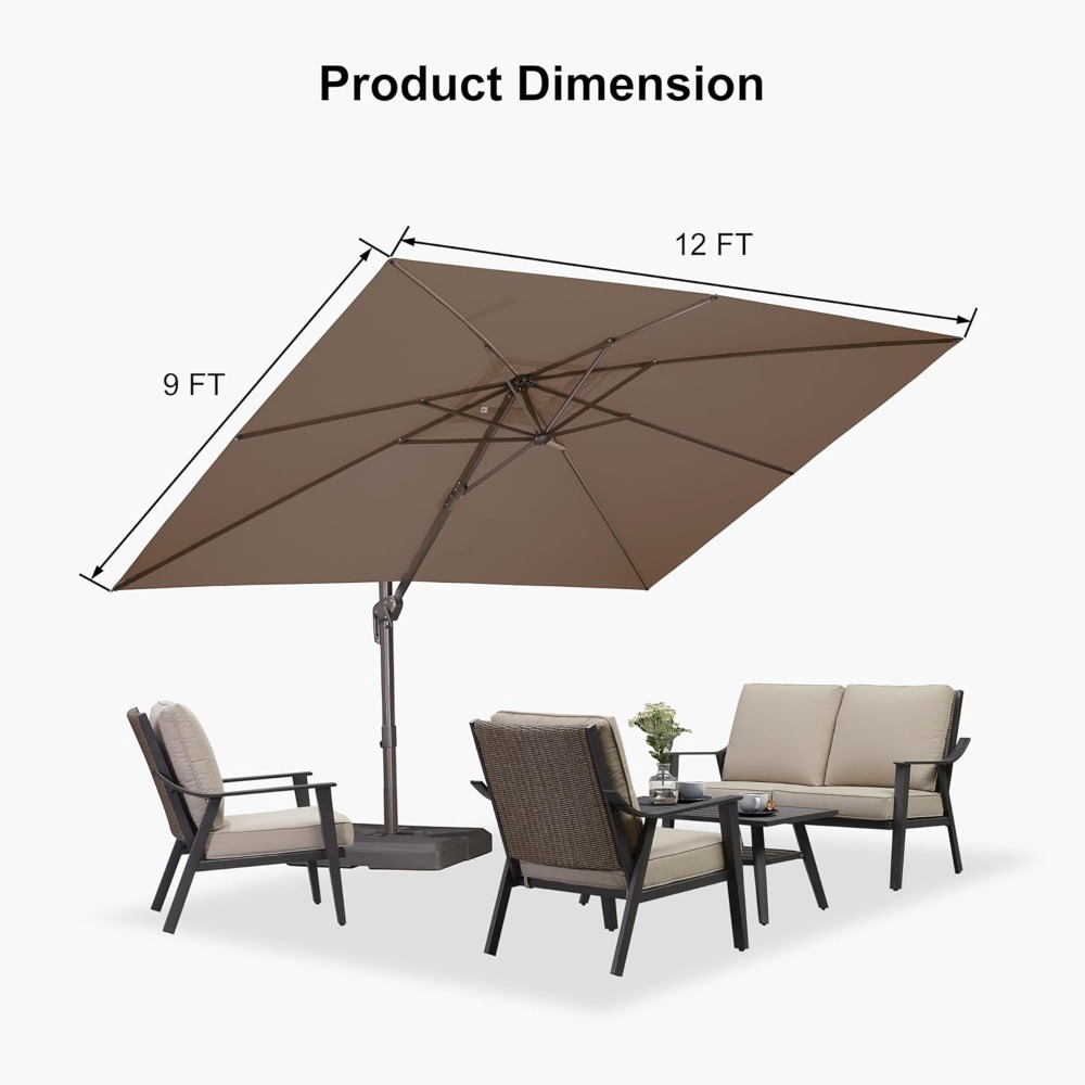 Rectangle Cantilever Patio Umb - огляд і ціна Outdoor Furniture With Umbrella